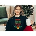 thumbnail image 1 of Women's Thick Thighs and Christmas Vibes Leopard Sweatshirt, Funny Christmas Shirts for Women, 1 of 8