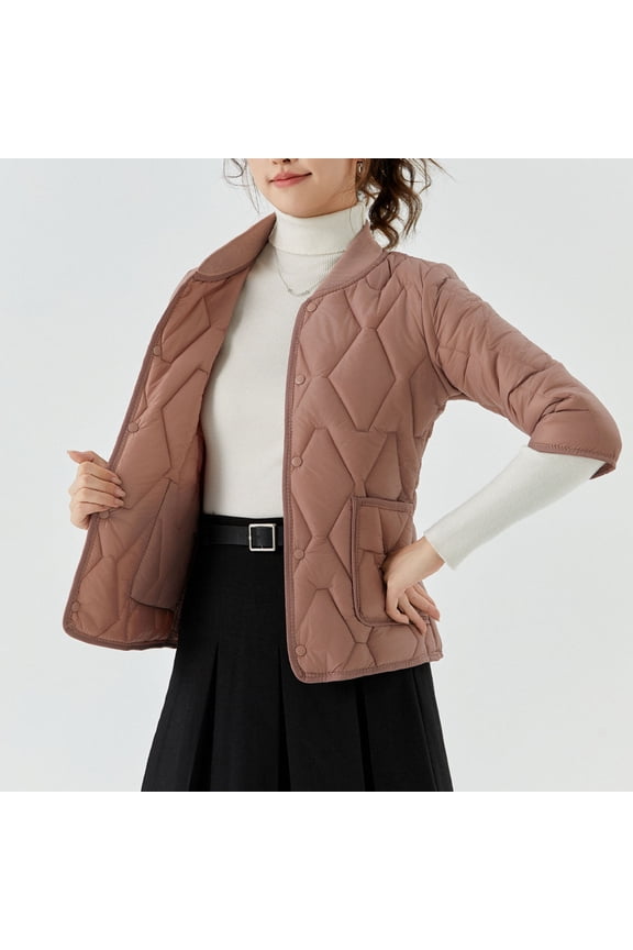 Women's Thick Warm Button Jacket Home Coat Short Sleeve Parkas Outerwear Loose Fit Thermal Fleece Loungewear Winter Comfort Gift | CSEONE,Coffee XL