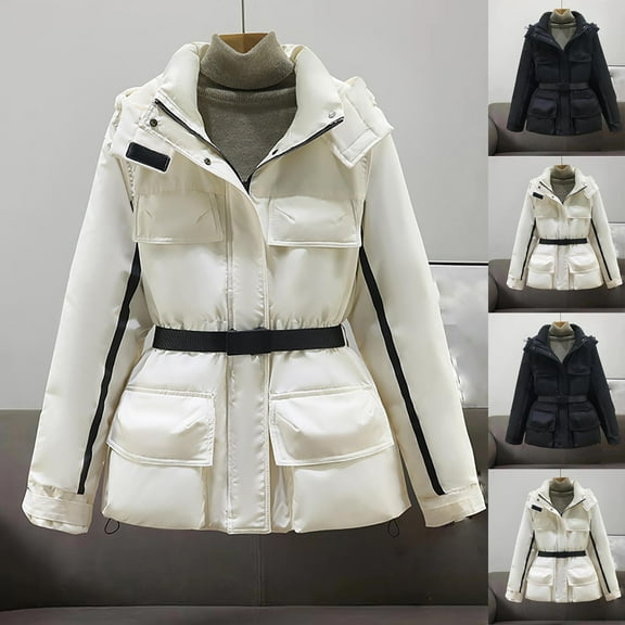 Women's Thick Warm Long Sleeve Hooded Ski Jacket and Coat for Winter Snow Sports Cold Weather Fashion Essential Gift for Ladies | HAODEJW,White XL