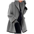 thumbnail image 1 of Women's Thick Wool Hooded Cardigan, Solid Color Windbreaker Outerwear, Casual Daily Jacket, Gray, XXXL, 1 of 5