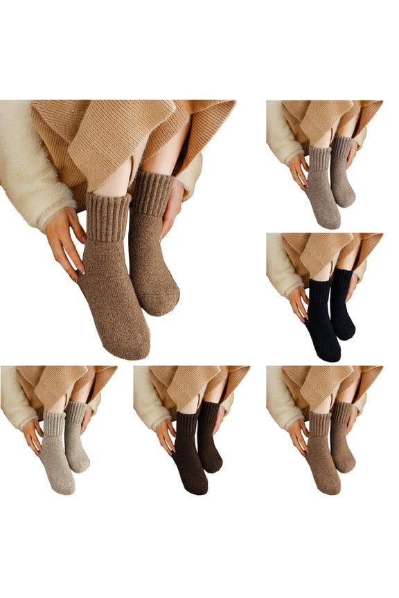 Women's Thick Wool Mid Calf Socks Fleece Lined Solid Color for Outdoor Winter Warmth