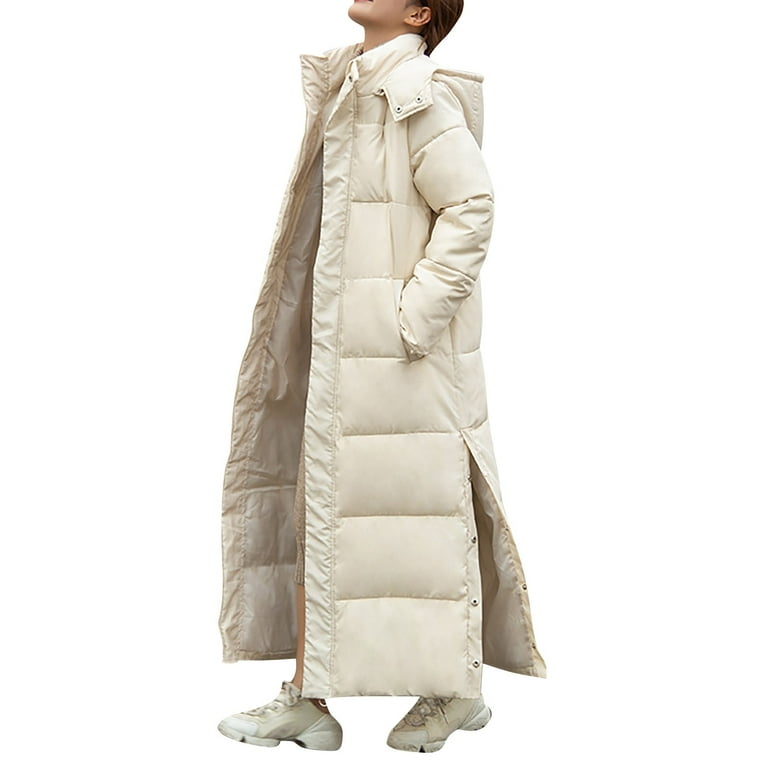 Women s Thickened And Warm Extra Long Knee Length Hooded Cotton Jacket Womens Insulated Jacket for Women Fashion Coat Weather Proof Coats Women Ladies Heavy Large Jackets for Women Women Long Jacket