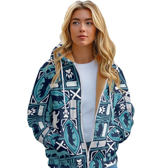 Women's Thickened Fleece Sweatshirt Winter Long Zipper Jacket Put the wind to keep warm