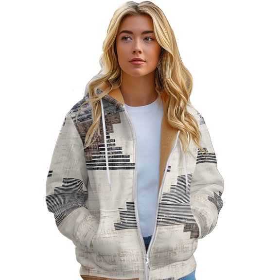 Women's Thickened Hoodie Long Zipper Sweatshirt Arctic Fleece Lining Warm Coat