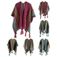 thumbnail image 1 of Women's Thickened Knit Scarf with Tassel Detail Retro Split Winter Shawl, 1 of 4