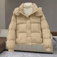 thumbnail image 1 of Women's Thickened Puffer Jacket, Bread Loaf Style Winter Warm Coat, Quilted Cotton Padded Outerwear, Lightweight Cold Weather Jacket, Casual Thermal Insulated Parka Khaki XXL, 1 of 9