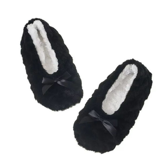 Women's Thickened Velvet Slipper Socks, Non-Slip Gripper Sole Plush Fleece-Lined Warm Sleep Socks, Indoor Housewarming Socks for Winter Comfort and Relaxation, Cozy Adult Thermal Socks - Black