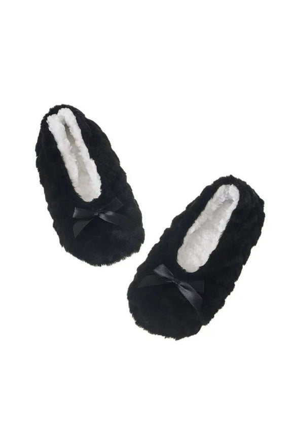 Women's Thickened Velvet Slipper Socks, Non-Slip Gripper Sole Plush Fleece-Lined Warm Sleep Socks, Indoor Housewarming Socks for Winter Comfort and Relaxation, Cozy Adult Thermal Socks - Black