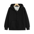 thumbnail image 1 of Women's Thickened Zip-Up Hoodie with Hood - Oversized Drop Shoulder Couple Sweatshirt, Customizable Thickened Lined Jacket for Fall Winter Hoodies For Teen Girls, 1 of 6