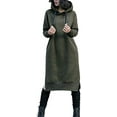 thumbnail image 1 of Women's Thickening Long Fleece Sweatshirt String Hoodie Dress Pullover Plus Size, 1 of 5