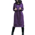 thumbnail image 1 of Women's Thickening Long Fleece Sweatshirt String Hoodie Dress Pullover Plus Size, 1 of 5
