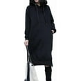 thumbnail image 1 of Women's Thickening Long Fleece Sweatshirt String Hoodie Dress Pullover Plus Size, 1 of 4