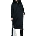 thumbnail image 1 of Women's Thickening Long Fleece Sweatshirt String Hoodie Dress Pullover Plus Size, 1 of 4