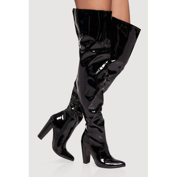 Women's Thigh High Pointed Toe Block Heel Boots