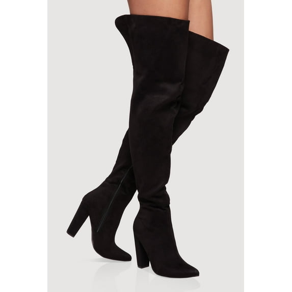 Women's Thigh High Pointed Toe Block Heel Boots