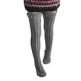 thumbnail image 1 of Women's Thigh High Socks Over the Knee Cable Knit Boot Socks, Long Warm Fashion Leg Warmers Winter Stretchable Soft Yarn Textured Leg Warmers Comfortable Casual Wear,Color:Grey,Color:X1 Grey, 1 of 4