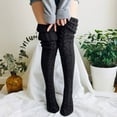 thumbnail image 1 of Women's Thigh High Socks Over the Knee Cable Knit Boot Socks, Long Warm Fashion Leg Warmers Winter Extra Long Winter Stockings Black, 1 of 4