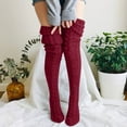 thumbnail image 1 of Women's Thigh High Socks Over the Knee Cable Knit Boot Socks, Long Warm Fashion Leg Warmers Winter Extra Long Winter Stockings Wine, 1 of 4