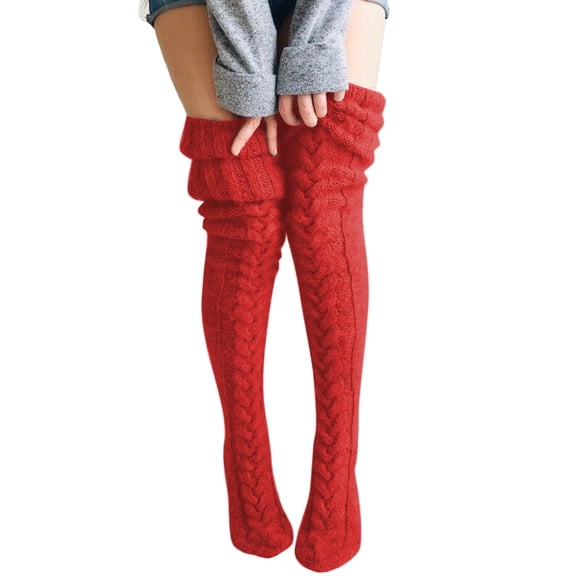 Women's Thigh High Socks Over the Knee Cable Knit Boot Socks, Long Warm Fashion Leg Warmers Winter