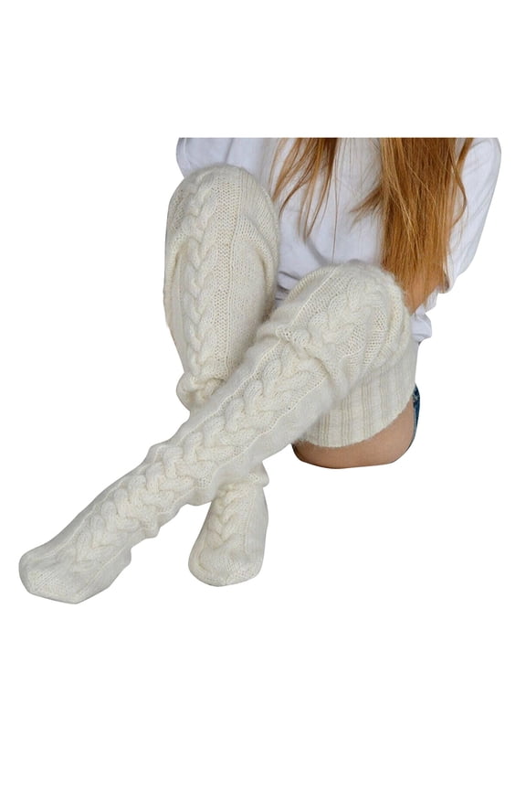 Women's Thigh High Socks Over the Knee Cable Knit Boot Socks Long Warm Fashion Leg Warmers Winter