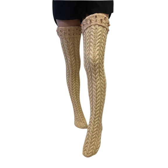 Women's Thigh High Socks Over the Knee Cable Knit Boot Socks, Long Warm Fashion Leg Warmers Winter