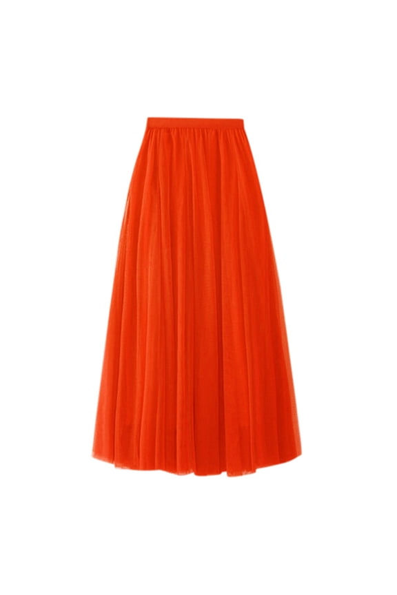 Women's Thin A-Line Solid Color Swing Skirt - Netting Material, S-XL - 75-90cm Length, Versatile for Casual/Party Wear