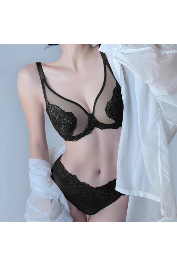 Women's Thin Bra Set With Large And Small Push Up Lace Bra And Underwear Set Women Sleepwear Lace Pajamas Set Lace Panties Set Mens under Most Comfortable Mens Underwear Silk Brief Pack Guys Underwear