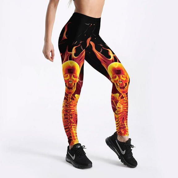 Women's Thin Breathable Slim Flame Skeleton Leggings 1773656642706415