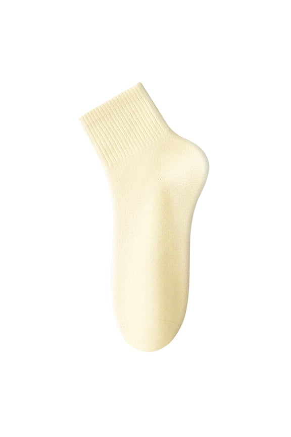 Women's Thin Cotton Crew Socks - Soft Above Ankle Bootie Breathable Athletic Casual Socks Toe Socks Comfort Running Socks by Awwp Yellow One Size