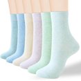 thumbnail image 1 of Women's Thin Cotton Crew Socks - Soft Above Ankle Bootie Casual Dress Socks 6-Pairs, 1 of 6