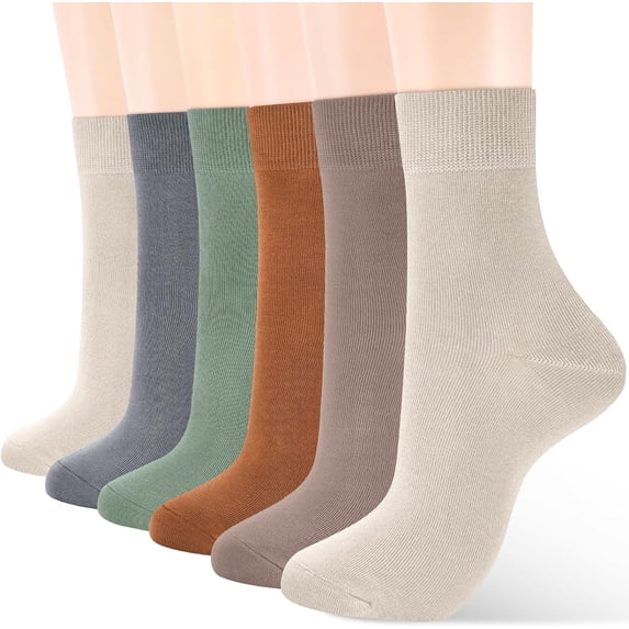 Women's Thin Cotton Crew Socks - Soft Above Ankle Bootie Casual Dress Socks 6-Pairs