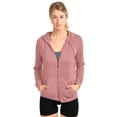 thumbnail image 1 of Women's Thin Cotton Zip Up Hoodie Jacket (S, Mauve Rose), 1 of 3