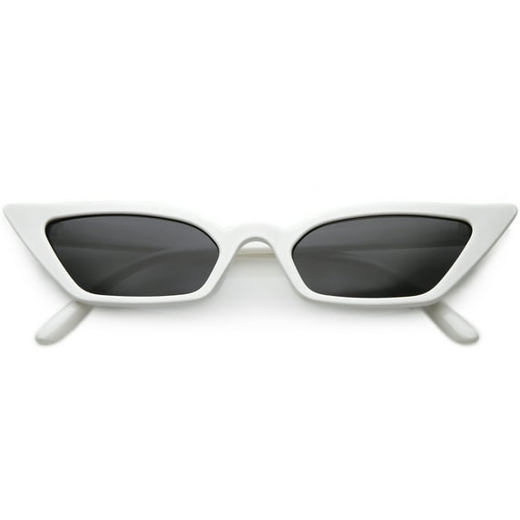 Women's Thin Extreme Cat Eye Sunglasses Rectangle Lens 47mm (White / Smoke)