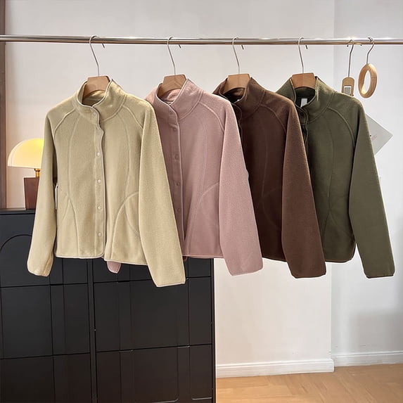 Women's Thin Fleece Long Sleeve Button Up Jacket Shacket Coat, Loose Fit Casual Warm Outerwear for Fall Winter | CSEONE,Green XL