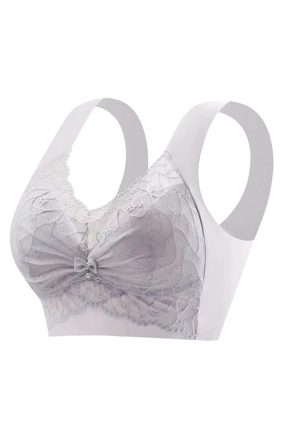 Women's Thin Gathering Lace Bra - Fixed Cup, Beautiful Vest Style, Non Steel Rim, Adjustable, Breathable (L-XXXXL), Sexy Casual Sport Underwear