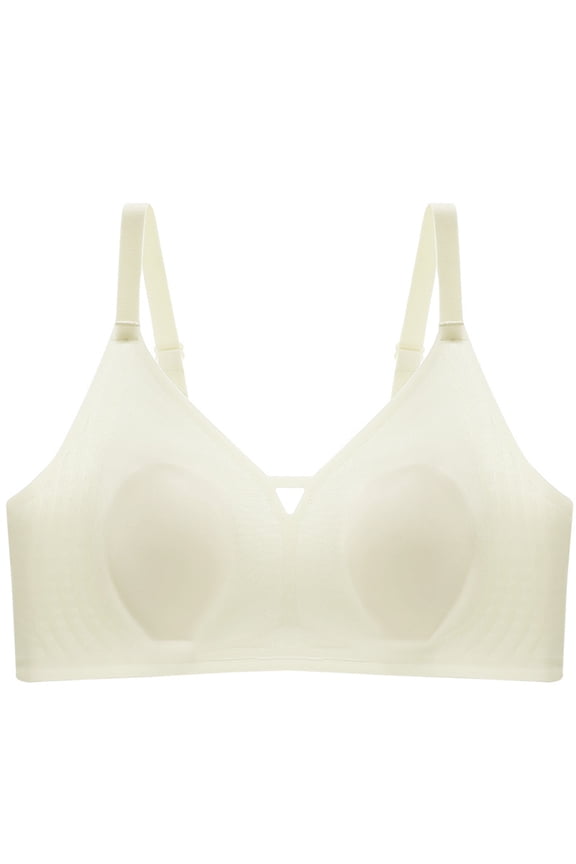 Women's Thin Jelly Glue Non Steel Ring Bra Lightweight Invisible Supportive Everyday Underwear with Adjustable Straps and Lifting Pads #Beige,XL