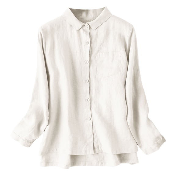 Women's Thin Linen Shirt - Loose, Small Shirt with Vintage Flavor - 67% Polyester, 30% Viscose, 3% Elastic