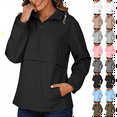 thumbnail image 1 of Women's Thin Pullover Rain Jacket Windbreaker Lightweight Raincoat Half Zipper with Hood for Golf Hiking Travel Outdoor, 1 of 8