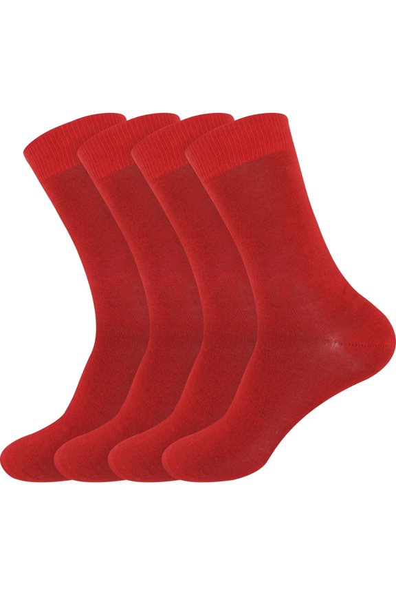 Women's Rayon from Bamboo Mid-Calf Socks - Moisture Wicking and Breathable Classic Crew - Cherry Red - Size 4-9 Regular - 4 Pairs