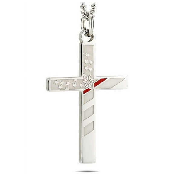 Women's Thin Red Line Flag Cross Necklace-Isaiah 6:8 by Shields of Strength