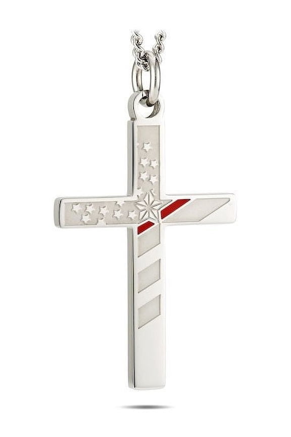 Women's Thin Red Line Flag Cross Necklace-Isaiah 6:8 by Shields of Strength