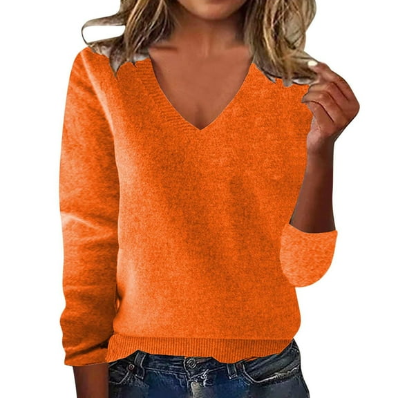 Women's Thin Ribbed Knit Pullover Top Long Sleeve V Neck Sweater For Fall Winter Layering And Casual Daily Wear