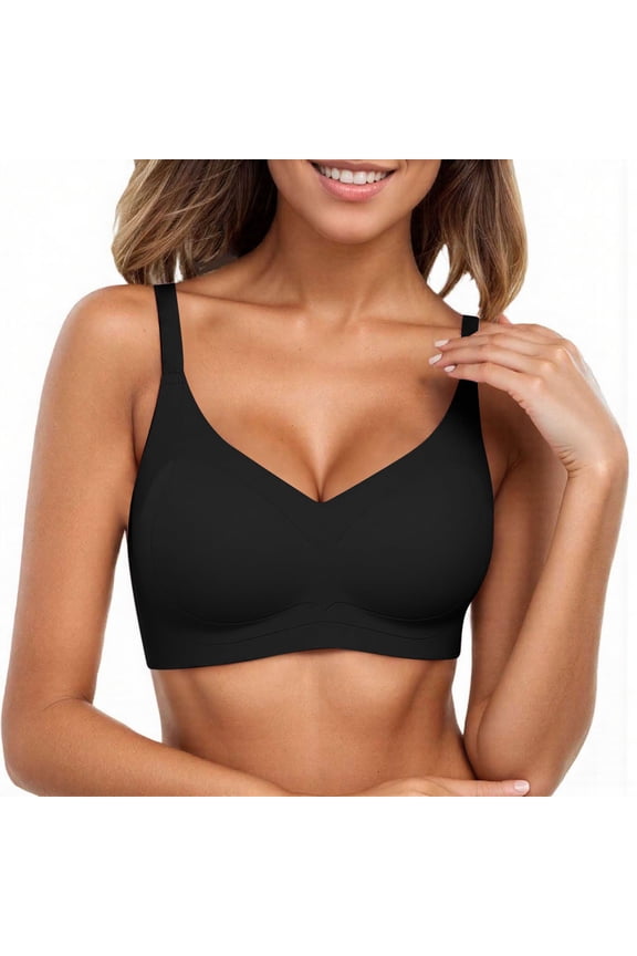 Women's Thin Seamless Support Bra - Soft Cup, Breathable Nylon/Spandex, Wireless Design for All-Day Comfort (M-XXL)