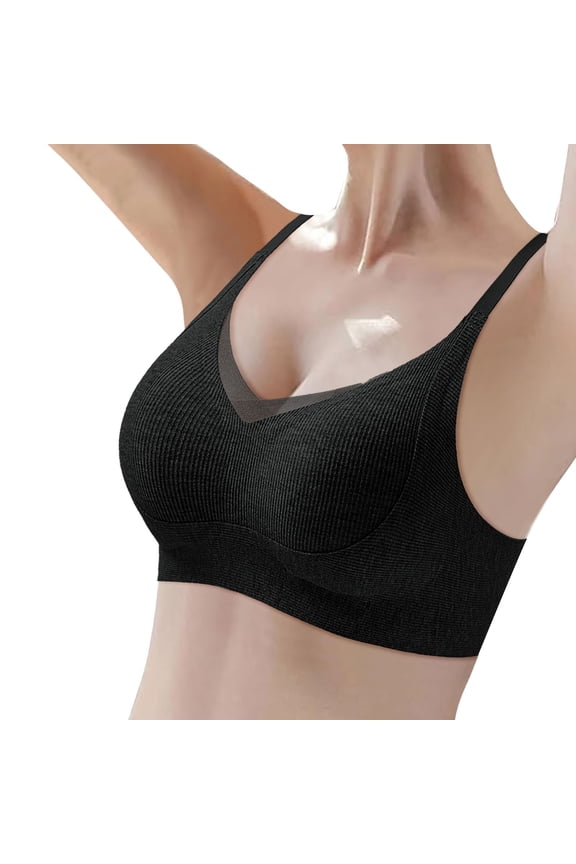 Women's Thin Seamless Vest Soft Support Large Chest Small Half Fixed Cup Breathable Bra Bra for Women Pack Back Less Bra Work Out Bras One Shoulder Sports Bra Top Pads for Sports Bras Bras to Wear