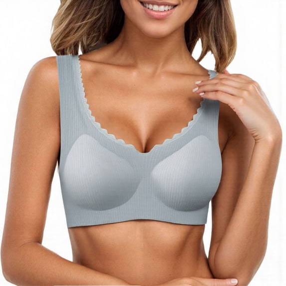 Women's Thin Seamless Vest Soft Support Large Chest Small Half Fixed Cup Breathable Bra