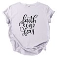 thumbnail image 1 of Women's Thin Section T Shirt Faith Over Fear Letter Print Tops Casual Loose Shirts, 1 of 1