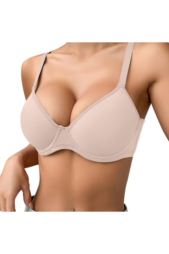 Women's Thin Solid Color Comfortable Breathable Push Up Bra Underwire, Triple , Polyester, Durable, Ergonomic, Multiple Sizes