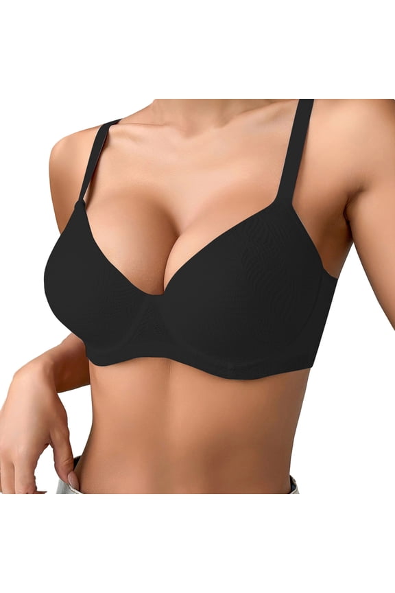 Women's Thin Solid Color Comfortable Breathable Push Up Bra With Underwire Triple Bra