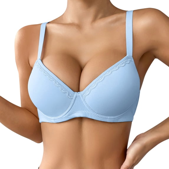 Women's Thin Solid Color Comfortable Breathable Push Up Bra with Underwire - Polyester, Triple Breasted - All-Season - EU 32-42 Sizes