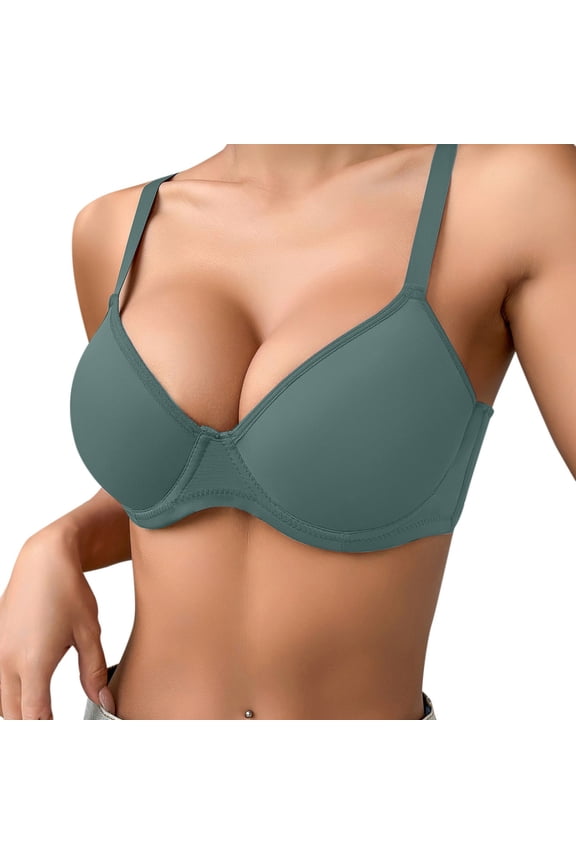 Women's Thin Solid Color Comfortable Breathable Push Up Underwire Triple Support Bra